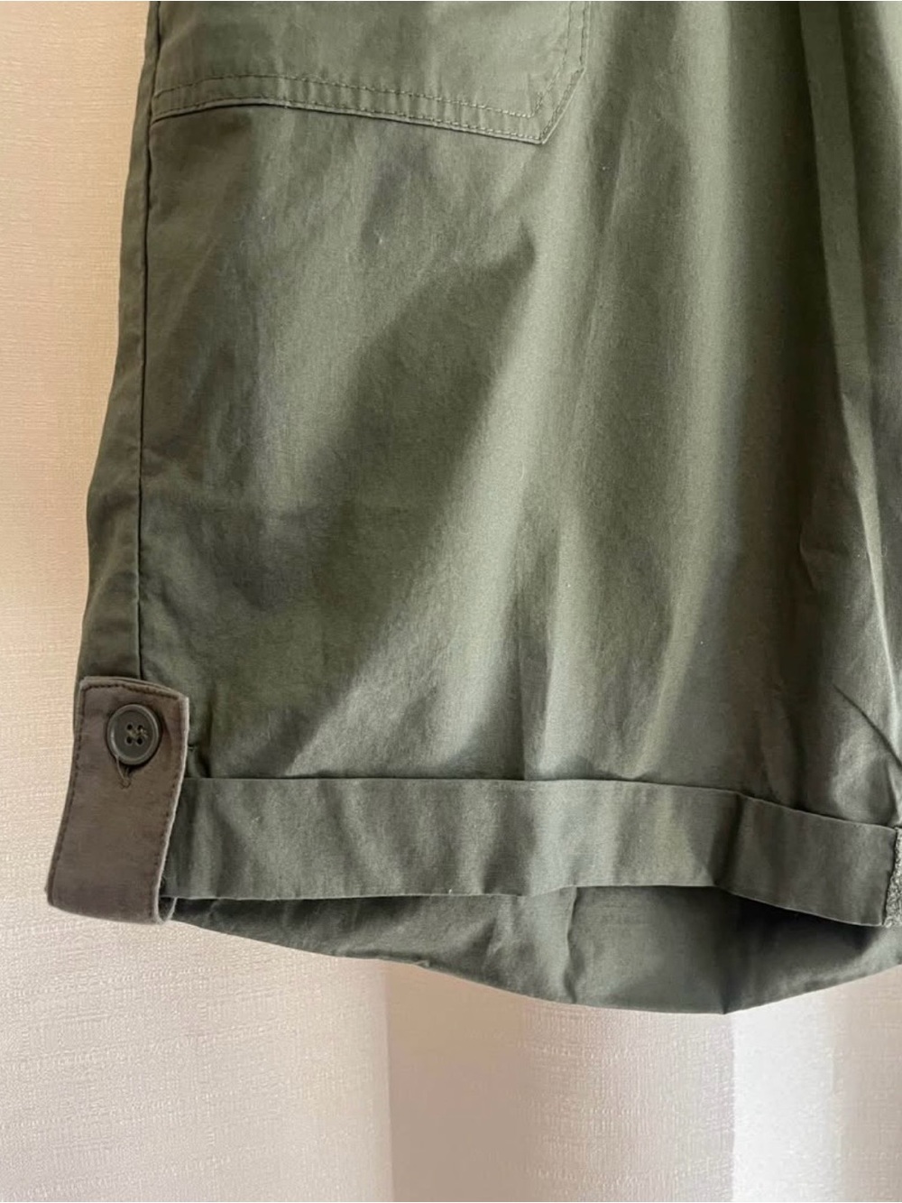 Women's Lane Bryant Olive Drawstring Bermuda Shorts with Button-Trim Pockets - Picture 5 of 7